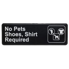 TrueCraftware ? Set of 2- No Pets/Shoes, Shirt Required Sign 9" x 3" with Easy Peel Self-Adhesive White on Black Color- Signs for Office Business Kitchen Restroom Waterproof Long-Lasting Self Adhesive for Indoor/Outdoor