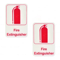 TrueCraftware ? Set of 2- Fire Extinguisher Sign 6" x 9" with Easy Peel Self-Adhesive Red on White Color- Safety Signs Waterproof Long-Lasting Self Adhesive for Indoor/Outdoor Home or Business Use