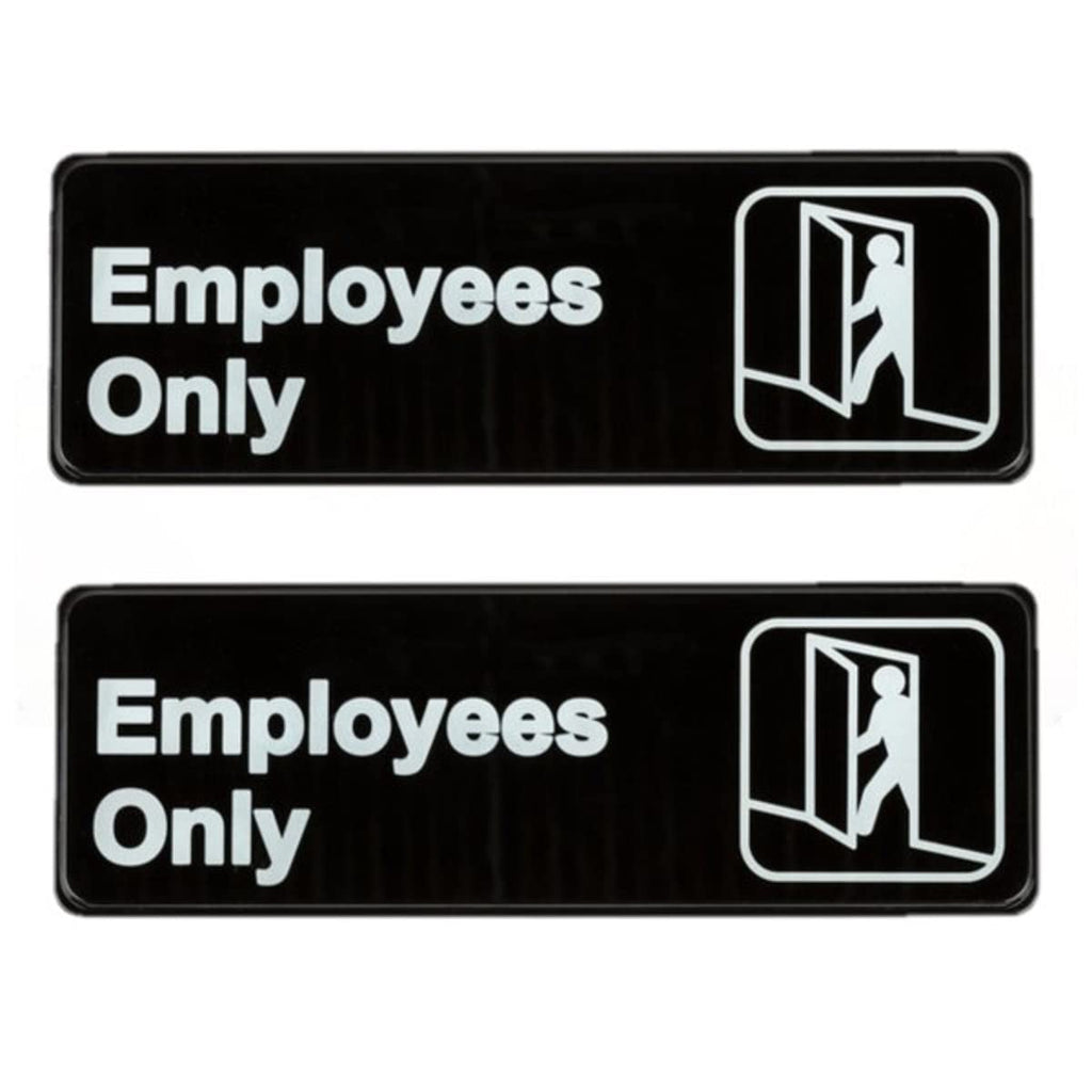 TrueCraftware ? Set of 2- Employees Only Sign 9" x 3" with Easy Peel Self-Adhesive White on Black Color- Signs for Office Business Kitchen Restroom Waterproof Long-Lasting Self Adhesive for Indoor/Outdoor