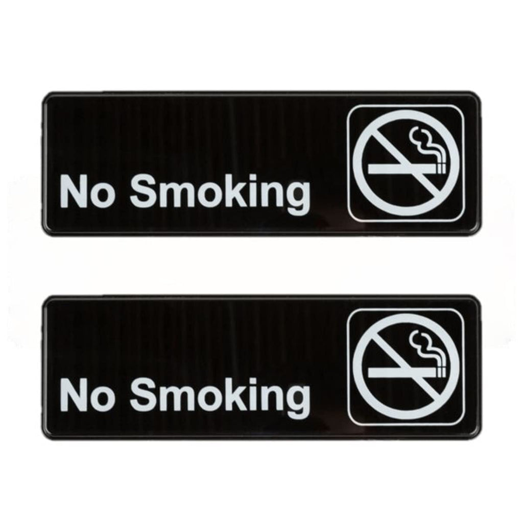 TrueCraftware ? Set of 2- No Smoking Sign 9" x 3" with Easy Peel Self-Adhesive White on Black Color- Signs for Office Business Kitchen Restroom Waterproof Long-Lasting Self Adhesive for Indoor/Outdoor