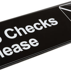 TrueCraftware ? Set of 2- No Checks Please Sign 9" x 3" with Easy Peel Self-Adhesive White on Black Color- Signs for Office Business Kitchen Restroom Waterproof Long-Lasting Self Adhesive for Indoor/Outdoor