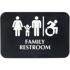 TrueCraftware ? Set of 2- Family Restroom/Accessible Restroom Sign with Braille 9" x 6" with Easy Peel Self-Adhesive White on Black Color- Signs for Office Business Kitchen Restroom Waterproof Long-Lasting Self Adhesive for Indoor/Outdoor