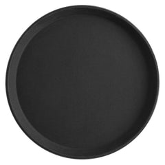 TrueCraftware Set of 2 Round 16? Anti-Slip Serving Tray with Textured Surface Black Color- Multi-Purpose Restaurant Serving Trays Set for Parties Coffee Table Kitchen