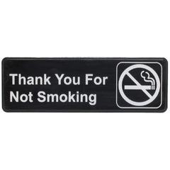 TrueCraftware ? Set of 2- Thank you For Not Smoking Sign 9" x 3" with Easy Peel Self-Adhesive White on Black Color- Signs for Office Business Kitchen Restroom Waterproof Long-Lasting Self Adhesive for Indoor/Outdoor