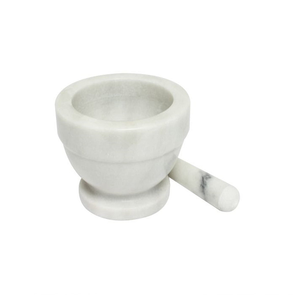 TrueCraftware ? 5" White Marble Mortar and Pestle Set, Easily Grind Grains, herb, Spices, and add Depth and Flavor to Your Food