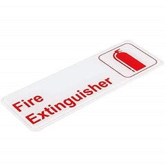 TrueCraftware ? Set of 2- Fire Extinguisher Sign 9" x 3" with Easy Peel Self-Adhesive Red on White Color- Signs for Office Business Kitchen Restroom Waterproof Long-Lasting Self Adhesive for Indoor/Outdoor