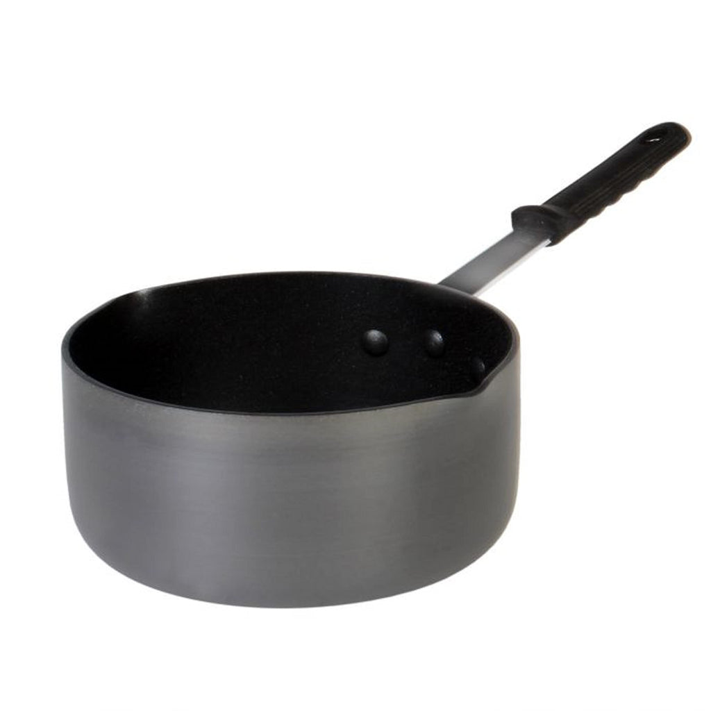 TrueCraftware ? 5 Qt. Anodized Non-Stick Aluminum Sauce Pan with Pour Spout and Black Cool Handle Sleeve- Cooking Sauce Pans Multipurpose use for Home Kitchen or Restaurant