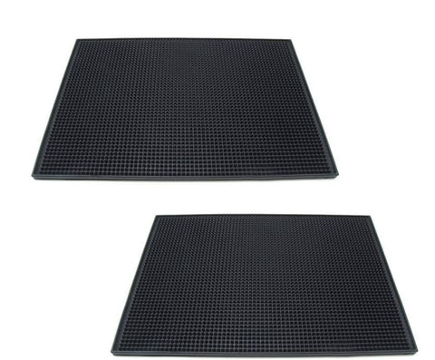 Set of 2 - TrueCraftware - Black Large Rubber Bar Service No-Slip Mat 18 x 12