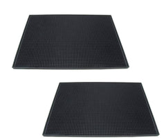 Set of 2 - TrueCraftware - Black Large Rubber Bar Service No-Slip Mat 18 x 12"