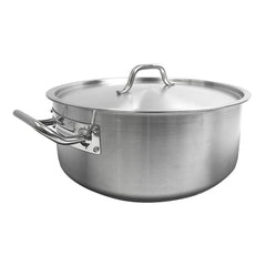 TrueCraftware ? 25 Qt. Stainless Steel Braiser Pot with Encapsulated Base and Cover - Heavy-Duty Brazier Pot Cookware Dishwasher Safe and Oven Safe NSF Certified