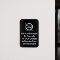 TrueCraftware ? Set of 2- We Are Pleased To Provide All Our Guests A Smoke-Free Environment 6" x 9" with Easy Peel Self-Adhesive- Waterproof Self Adhesive for Indoor/Outdoor Home or Business Use