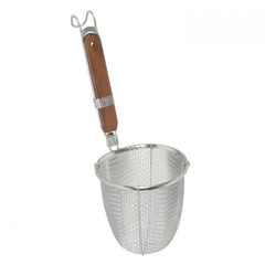 TrueCraftware ?5-1/2" Stainless Steel Mesh Spider Basket, Strainer/Blanching Basket with Wooden Handle for Pasta, Noodles, Dumpling