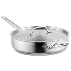 TrueCraftware ? 5 Qt. Stainless Steel Saut? Pan with Lid and Welded Hollow Handle - Chef Cooking Pan Egg Pan Fry Pan Omelet Pan Saut? Pan Cookware NSF Certified