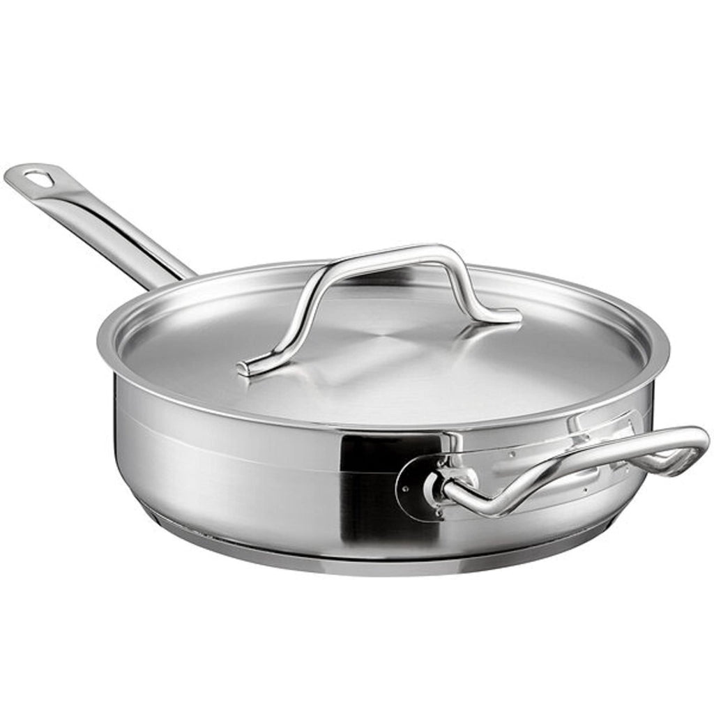 TrueCraftware ? 3 Qt. Stainless Steel Saut? Pan with Lid and Welded Hollow Handle - Chef Cooking Pan Egg Pan Fry Pan Omelet Pan Saut? Pan Cookware NSF Certified