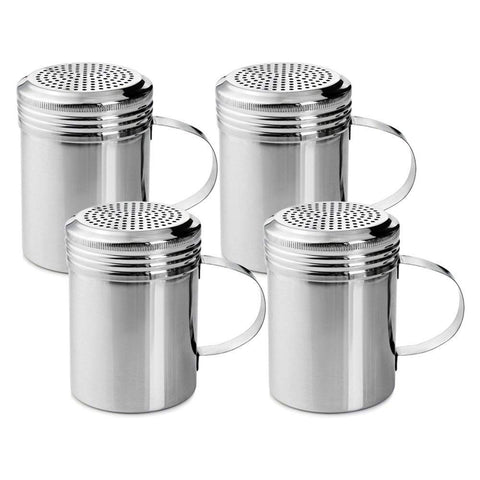 TrueCraftware Set of 4 - Stainless Steel Dredge Shakers with Handle - 10 Ounce