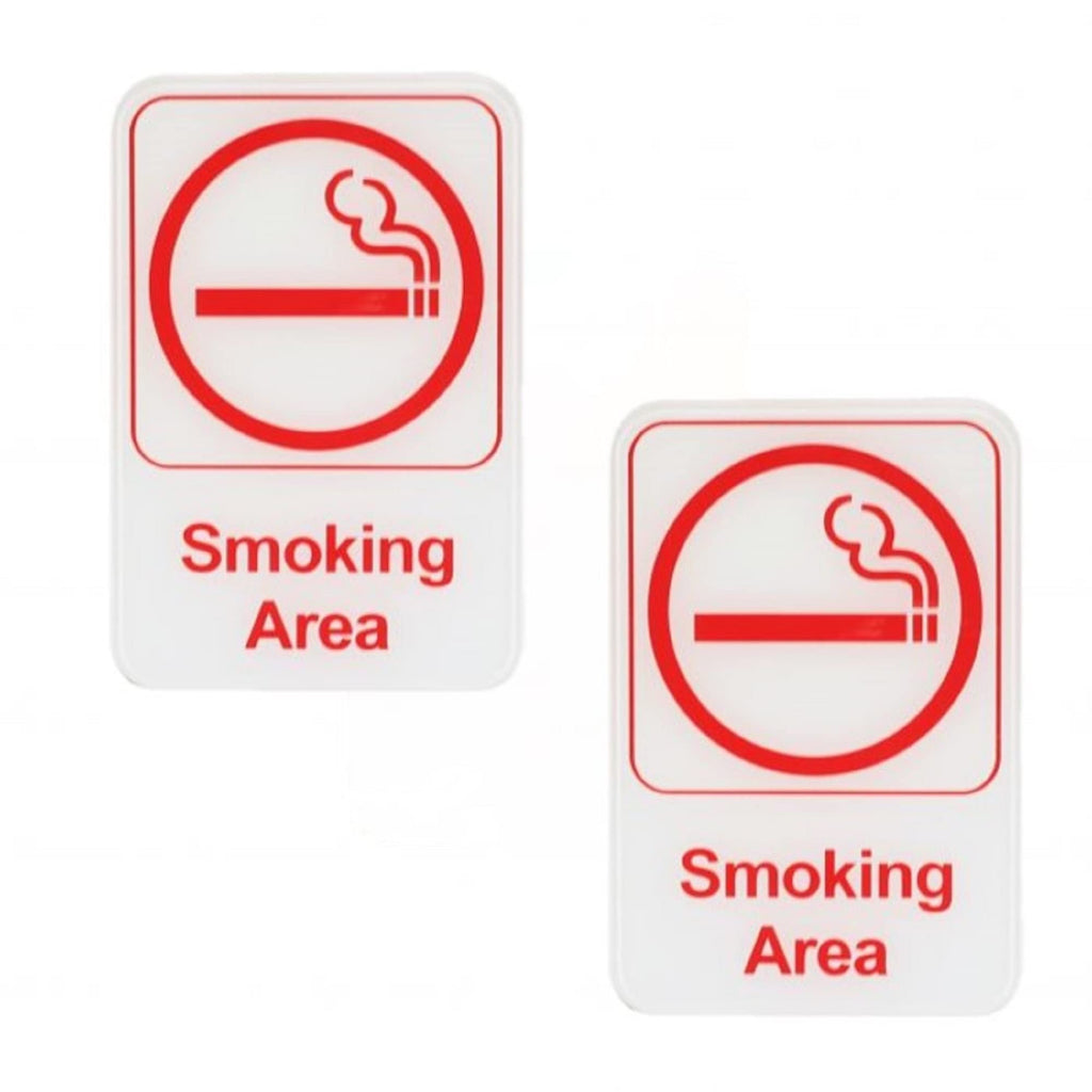 TrueCraftware ? Set of 2- Smoking Area Sign 6" x 9" with Easy Peel Self-Adhesive Red on White Color- Waterproof Long-Lasting Self Adhesive for Indoor/Outdoor Home or Business Use