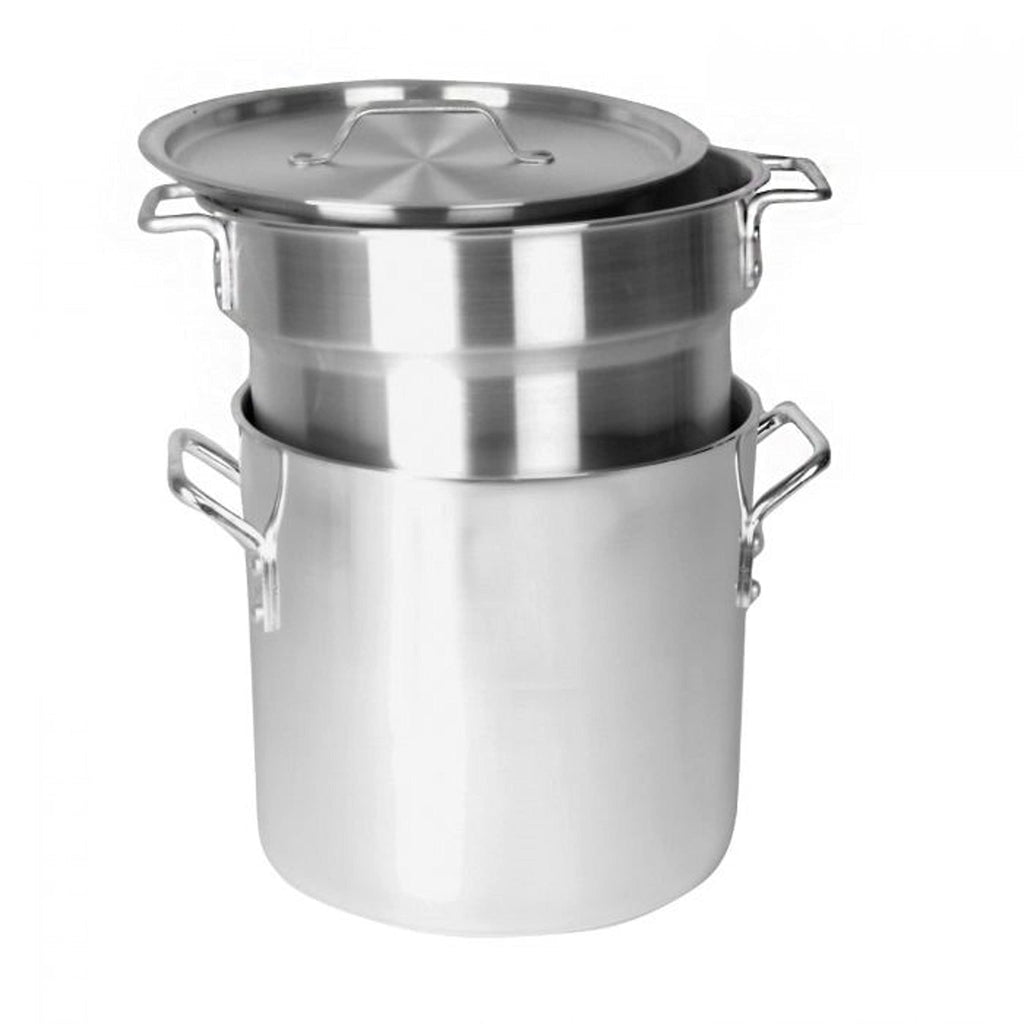 TrueCraftware ? 8 Qt. Aluminum Double Boiler Pot with Cover ? Heavy Gauge Double Boiler for Chocolate Melting Fondue Candy Cheese Desserts and Specialty Sauces Mirror-Finish, NSF
