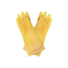 TrueCraftware ? Set of 12, 6 Pairs - Heavy-Duty Gloves, Dishwashing/Household Gloves, Yellow Color, Latex, Washable, 9" X 16"