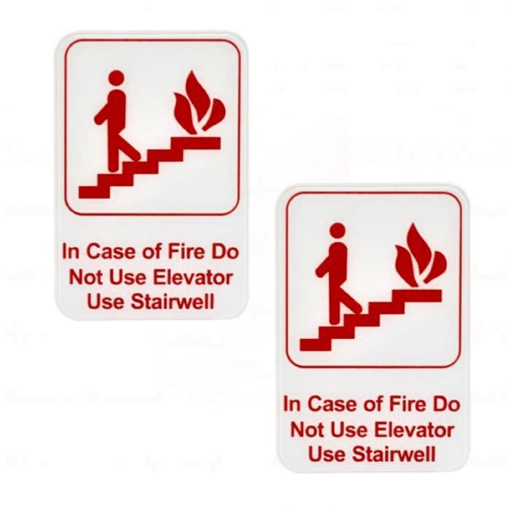 TrueCraftware ? Set of 2- In Case of Fire Do Not Use Sign 6" x 9" with Easy Peel Self-Adhesive Red on White Color- Waterproof Long-Lasting Self Adhesive for Indoor/Outdoor Home or Business Use