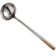 TrueCraftware ?8 oz. Stainless Steel Wok Ladle with Wooden Handle, 13-1/2" Length Handle, Cooking Ladle Spoon Wok Tool with Long Wooden Handle
