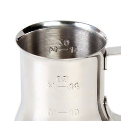 TrueCraftware 18 oz Stainless Steel Espresso Milk Pitcher with Measuring Scale - Steaming Pitcher Coffee Bar Cappuccino Barista Tools Milk Jug Steamer Frother Cup