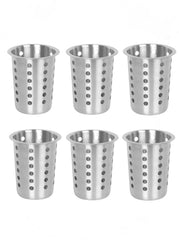 TrueCraftware ? Set of 6 - Flatware Cylinder with outer lip, Stainless Steel - Kitchen Tools Flatware Holder Utensil Drying Cylinder Countertop Silverware Caddy