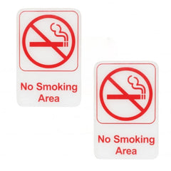 TrueCraftware ? Set of 2- No Smoking Area Sign 6" x 9" with Easy Peel Self-Adhesive Red on White Color- Waterproof Long-Lasting Self Adhesive for Indoor/Outdoor Home or Business Use