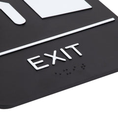 TrueCraftware ? Set of 2- Exit Sign with Braille 6" x 9" with Easy Peel Self-Adhesive White on Black Color- Waterproof Long-Lasting Self Adhesive for Indoor/Outdoor Home or Business Use
