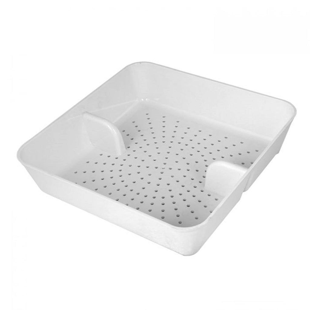 TrueCraftware ? 8.5-inch White Floor Drain Strainer, Square Sink Drain Basket for Restaurants, Home and More, with 1/8-inch Holes