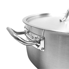 TrueCraftware ? 25 Qt. Stainless Steel Braiser Pot with Encapsulated Base and Cover - Heavy-Duty Brazier Pot Cookware Dishwasher Safe and Oven Safe NSF Certified