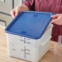 TrueCraftware ? Blue Plastic Square Container Lid fits 12, 18 and 22 Qt. Square Food Storage Container, 1 Piece