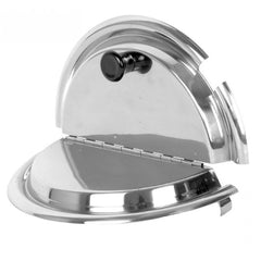 TrueCraftware- Hinged Inset Cover Fits 11 qt Inset Pan, Stainless Steel with Plastic knob and Notched for ladle