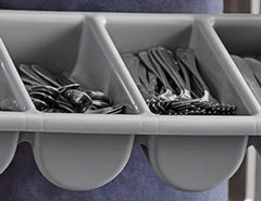 TrueCraftware ? 4 Compartments Silverware Organizer, Cutlery Tray, Gray Plastic Utensils Drawer Holder for Kitchen Organization, 22-1/2" x 13" x 4"