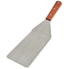 TrueCraftware - Solid Turner Spatula with Cutting Edge, Stainless Steel, Wood Handle - 4" x 8"