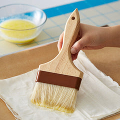 TrueCraftware 4? Boar Bristles Flat Head Pastry Brush with Wooden Handle- Multi-Pastry Brush Basting Oil Brush Barbecue Oil Brush for Spreading Butter Cooking Baking Brush