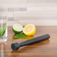 TrueCraftware ? 8? Bar Muddler with Netted Head, Black Color, Polycarbonate, Fruit Crusher - Bar Tools for Home for Making Mojito Mix and Other Fruit Drinks
