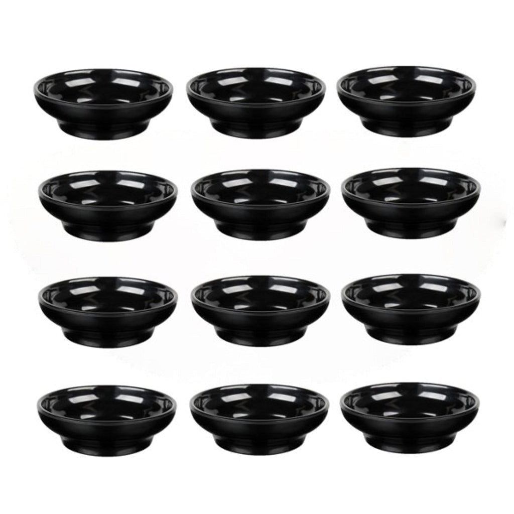 TrueCraftware - Set of 12- Plastic 8 oz. Salsa Dish, Black Color, Serving Dish, Chips, Sauce Cup, Side Dish,and Dips