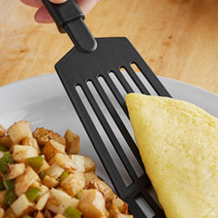 TrueCraftware - 12? Slotted Spatula Slotted Kitchen Spatulas High Heat Resistant Cooking Utensils Ideal Cookware for Fish Eggs Pancakes (Black)