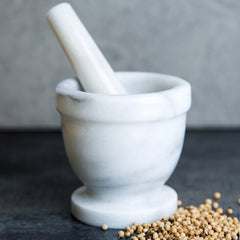 TrueCraftware ? 4" White Marble Mortar and Pestle Set, Easily Grind Grains, herb, Spices, and add Depth and Flavor to Your Food