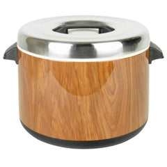 TrueCraftware- 60 Cups Insulated Sushi Rice Pot, Wood Grain Exterior, Stainless Steel Interior & Lid with Plastic Handle, Sushi Rice Mixing Tub