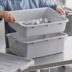TrueCraftware ? Utility Kitchen Perforated Bus Tub/Drain Box with Handles, 20-1/2" x 15-1/2" x 5", Gray Color
