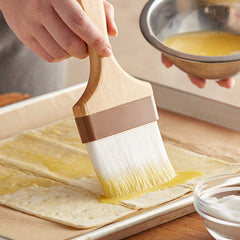TrueCraftware 4? Nylon Bristles Flat Head Pastry Brush with Wooden Handle- Multi-Pastry Brush Basting Oil Brush Barbecue Oil Brush for Spreading Butter Cooking Baking Brush