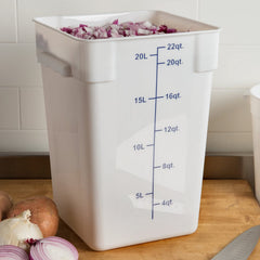 TrueCraftware ? 22 Qt. White Polypropylene Square Food Storage Container - Space Saving Food Storage Container Meal Prep Containers Reusable for Kitchen Organization Dishwasher Safe