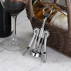 TrueCraftware ? Heavy-Duty Corkscrew Opener, Professional and Portable Bottle Opener, All-in-One Winged Corkscrew, Chrome Plated Iron