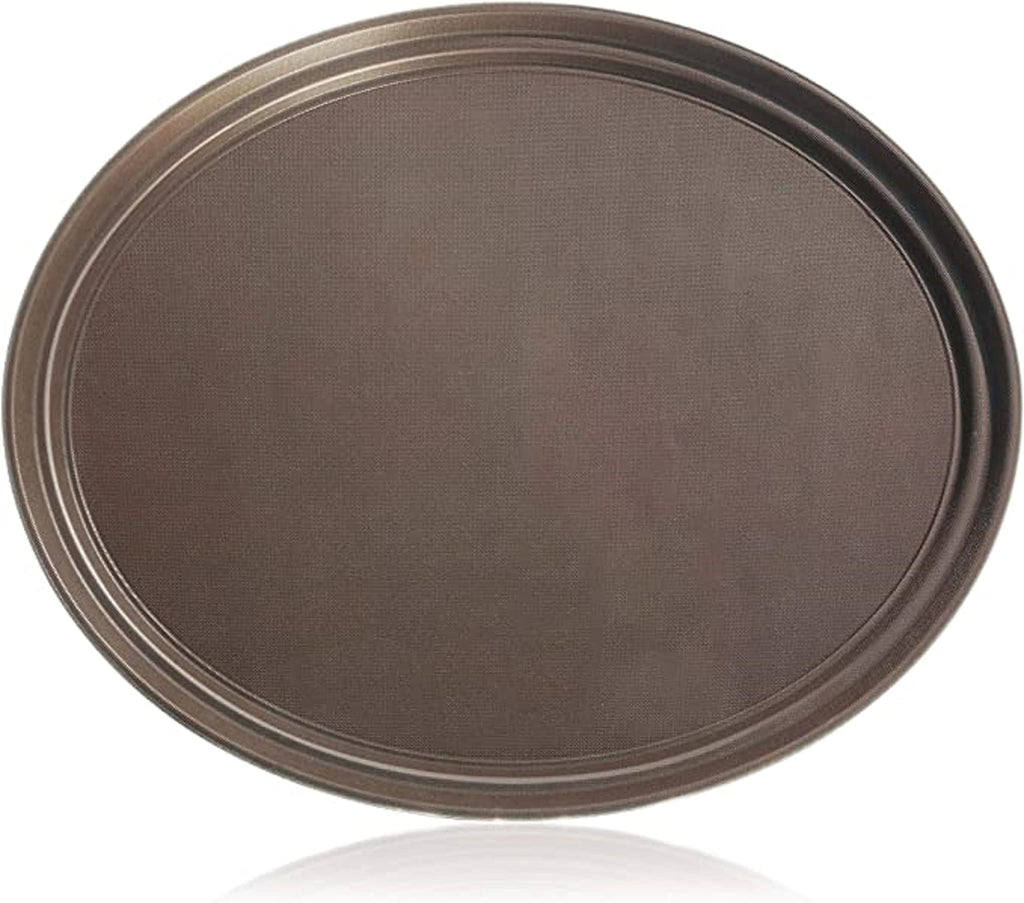 TrueCraftware ? Commercial Grade 22" x 27" Oval Anti-Slip Tray with Rubber Lined Surface, Brown Color, Polypropylene with Rubber Sheet, No Dishwashing, NSF