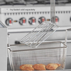 TrueCraftware ? 11" x 4-3/4" Rectangular Deep Fry Basket Press Heavy Duty Nickel Plated Iron with Green Coated Handle - for Home and Restaurant Kitchen Frying Chips Fish Sausages