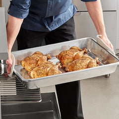 TrueCraftware- Multiuse Aluminum Baking and Roasting Pan Foldable Handles for Easy Storage 26 1/4" X 18 1/4" X 3 1/4"